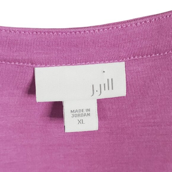 J Jill Size XL Top Tunic Roll Tab V Notch Modal Knit Light Stretch Fluid Purple - Picture 4 of 10